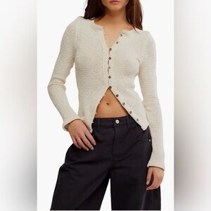 New Free People It's On Rib Cardigan. Ivory size large